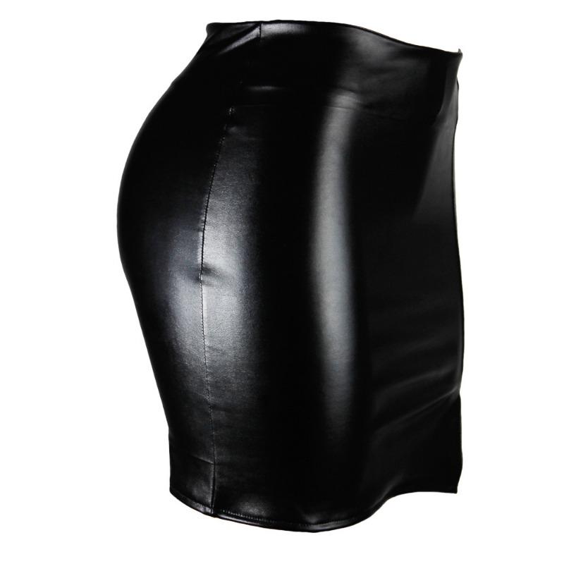 Hohe Gürteltasche Hüfte Kurzen Rock Weiblichen Rock Nachtclub PU Leder Reißverschluss Sexy Schwarz Hübscher Schlank Mode Lederrock
