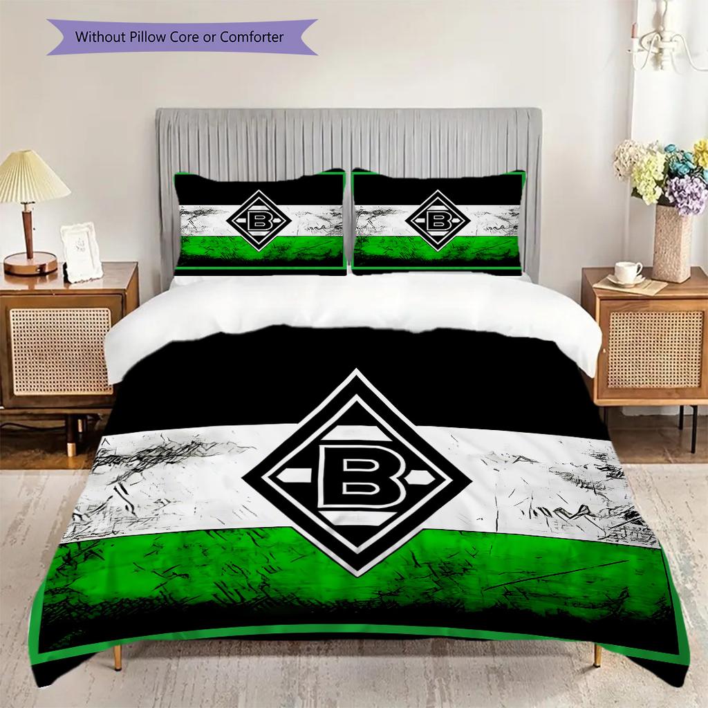 Borussia Vzor Povlečení Sada Prošívaných Dek Quilt Cover Povlak na Polštář Domácí Dekorace Dárek k Narozeninám (1 * povlak na peřinu + 2 * povlak na polštář, bez jádra)