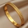 FYSARA Retro Style Double Flower Shape Stainless Steel Bracelet Engagement Zircon for Women Hollow Out Titanium Steel Bangle