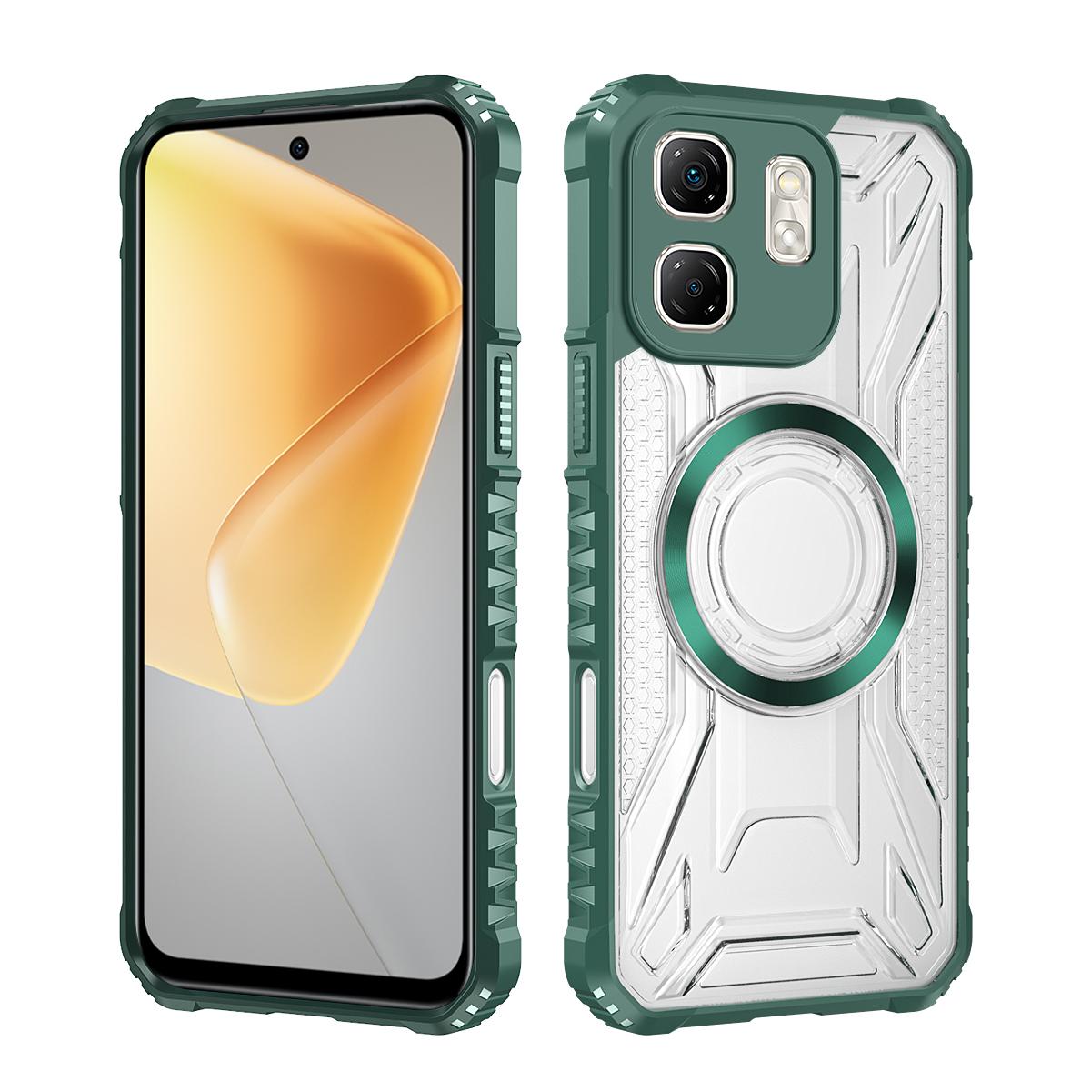 

For Smart 9 CD Magnetic Design Hard HD Clear Back Cover,For Infinix Hot 50i X6531 Rugger Armor Hard PC TPU Case Infinix Smart 9 зелений