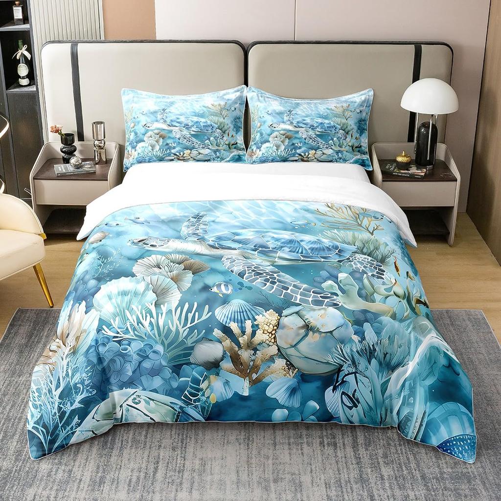 Ocean Bedding Sets Sea Theme Comforter Duvet Cover Bedroom Decor Queen King Size Quilt Covers With 2 Pillowcases For Kids Adults