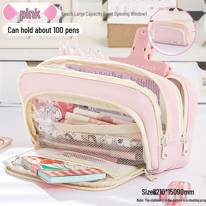 Minimalist Japanese-Style Pencil Case 2023: Large-Capacity Stationery Box for Students, Unisex