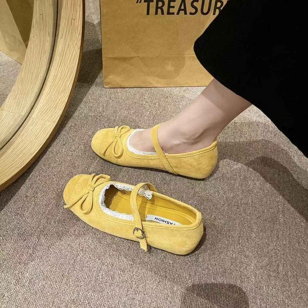 French style with skirt inner height increase Mary Jane shoes women's ballet shoes soft sole one-word buckle single shoes 2025 new models