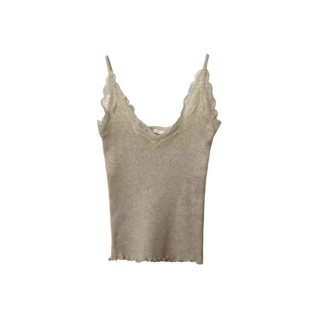 Lace suspender French chic knitted small vest women's inner white bottoming shirt new top summer wear