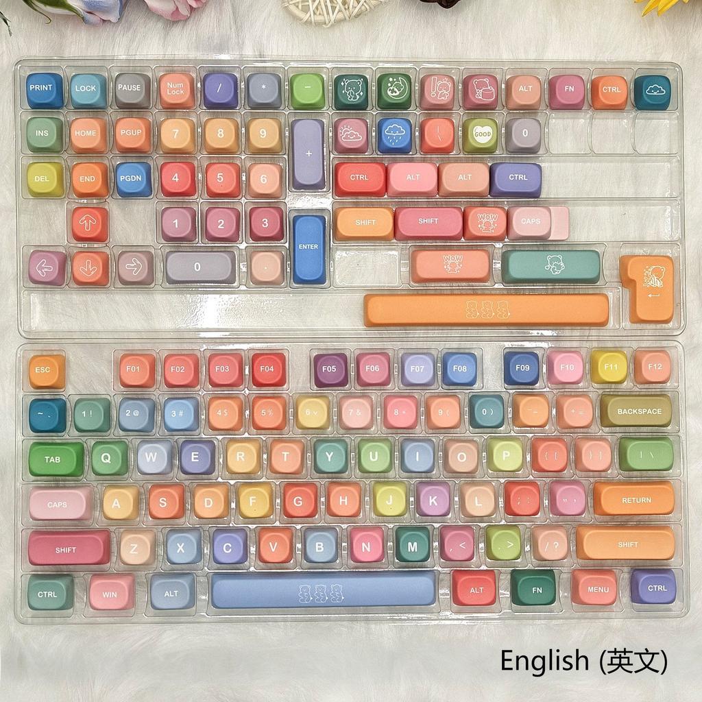 130 Keys Cheese Burger MOA Profile Custom Keycap Set Five Side Dye Sublimation PBT Keycaps for MX Switch Mechanical Keyboard