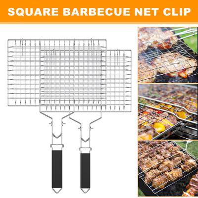 Grillkorb aus Edelstahl mit leicht zu öffnendem/schließendem Deckel, tragbarer BBQ-Grillkorb mit klappbarem Griff, Grillen mit großer Kapazität