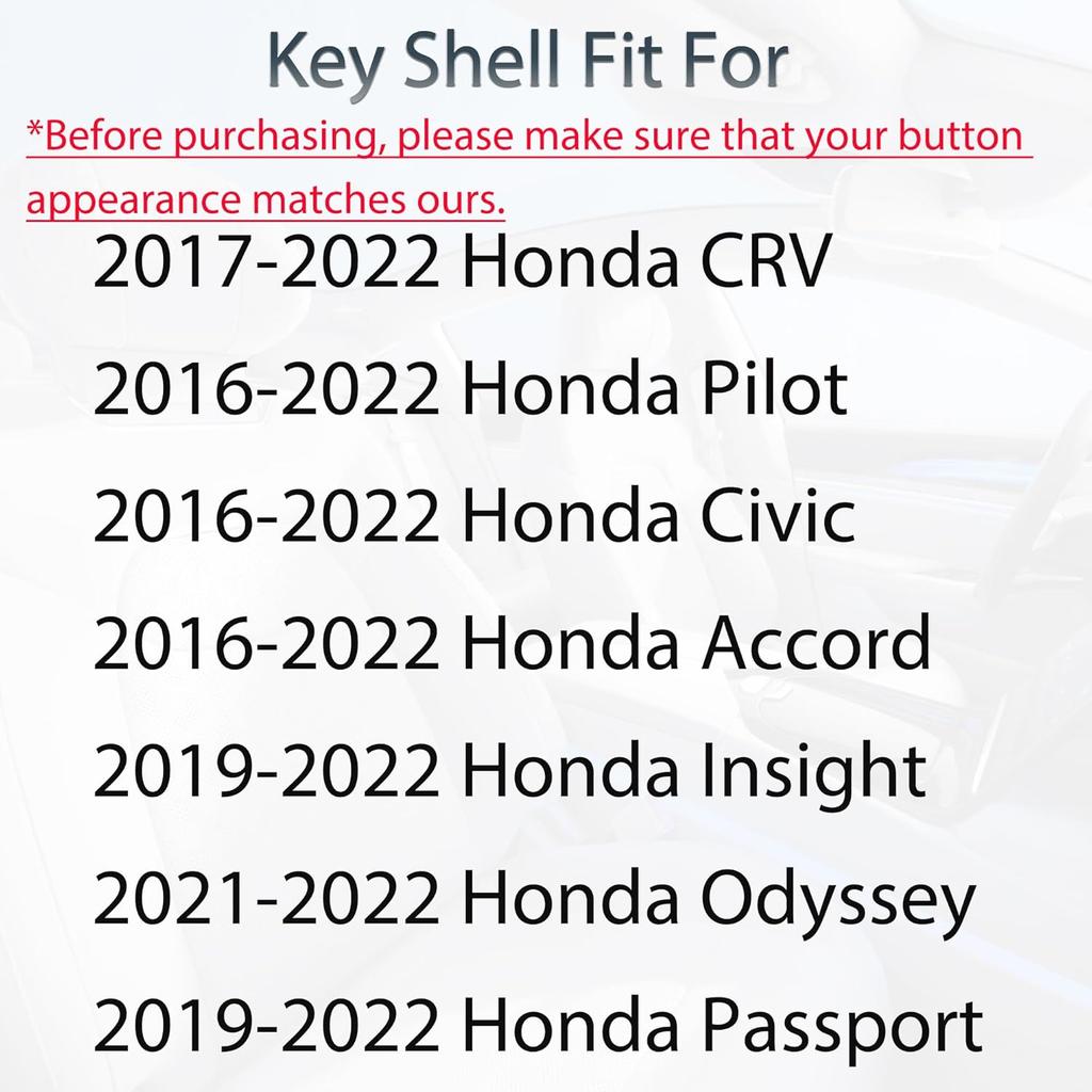 Key Fob Shell Case Replacement Fits for Honda Civic Accord CRV Pilot Passport ight Hybrid EX LX 2016 2017 2018 Keyless Entry Remote Control 5