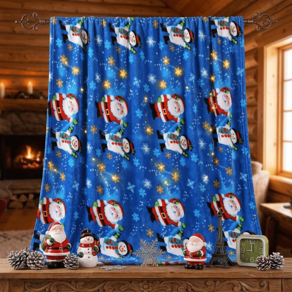 Cartoon Cute Santa Claus Christmas Blankets Snowman Reindeer Sofa Nap Blanket Tree Gifts Soft Throw Blanket Living Room
