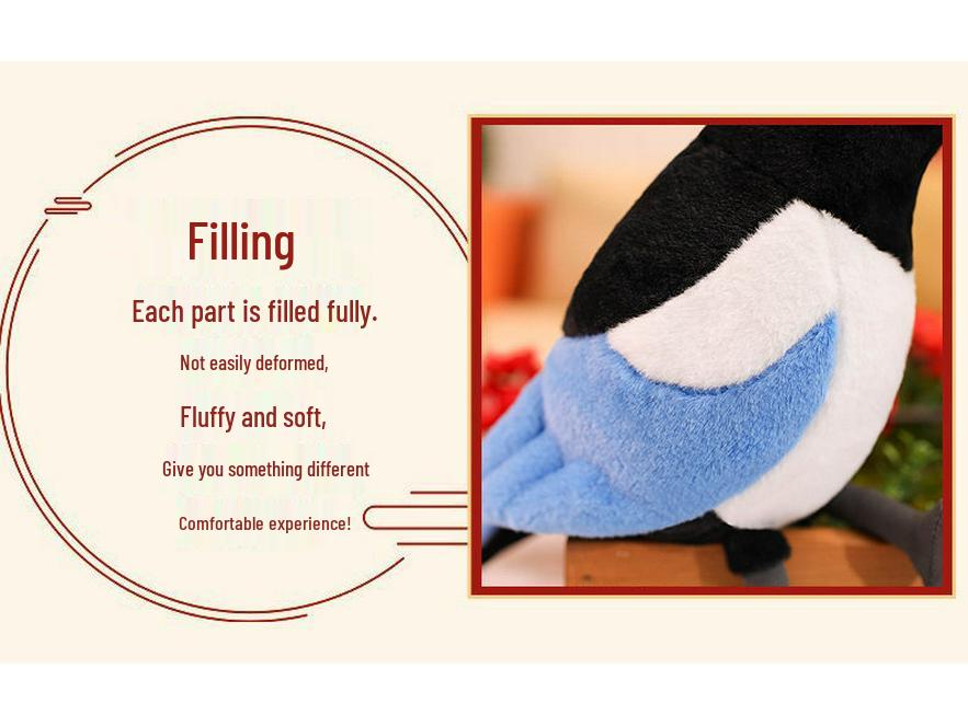 Joyful Magpie Plush Toy - Realistic Bird Doll, Photo Prop, Ornament Gift