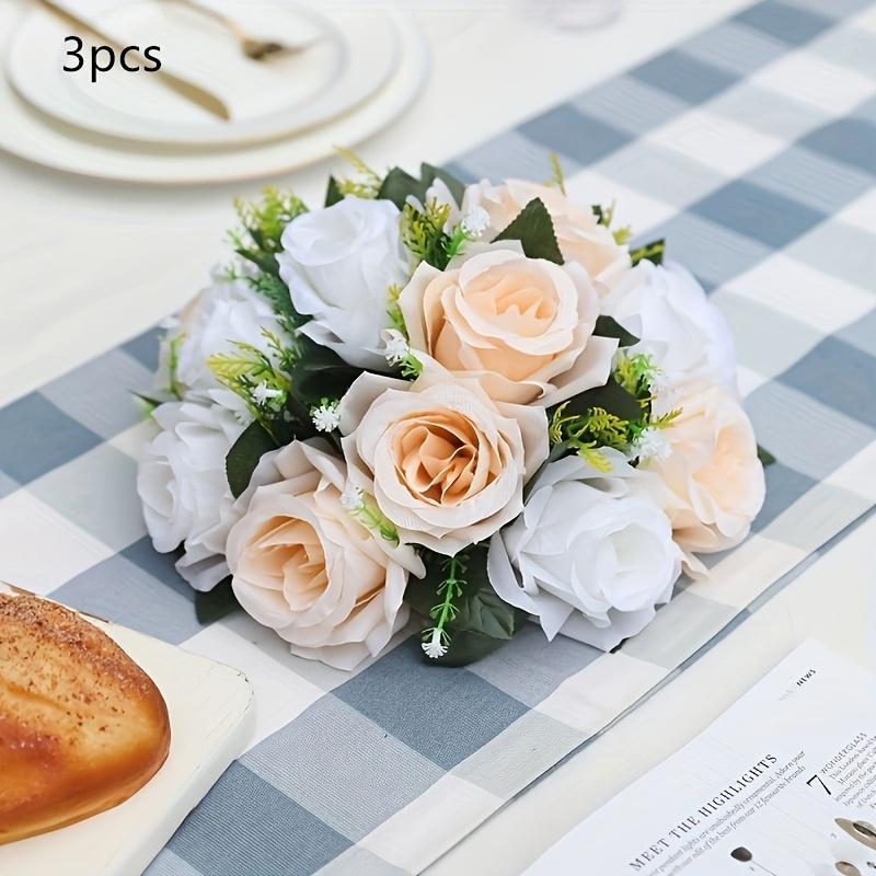 

3-Pack Artificial Rose Heads, 15 Fabric Roses for Wedding, Home, Office Decor. Perfect for Holidays & Celebrations! белый
