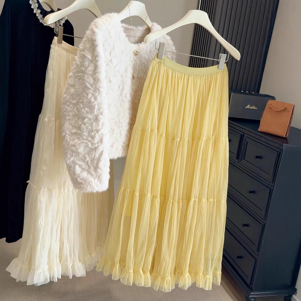 Elegante Gonna a Torta a Strati con Rete Invernale a Vita Alta e Linea ad A per Donna - Nuovo Stile 2026