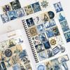 50pcs Retro Blue Nautical Stickers for Laptop, Journal, Phone Case - Waterproof DIY Decor