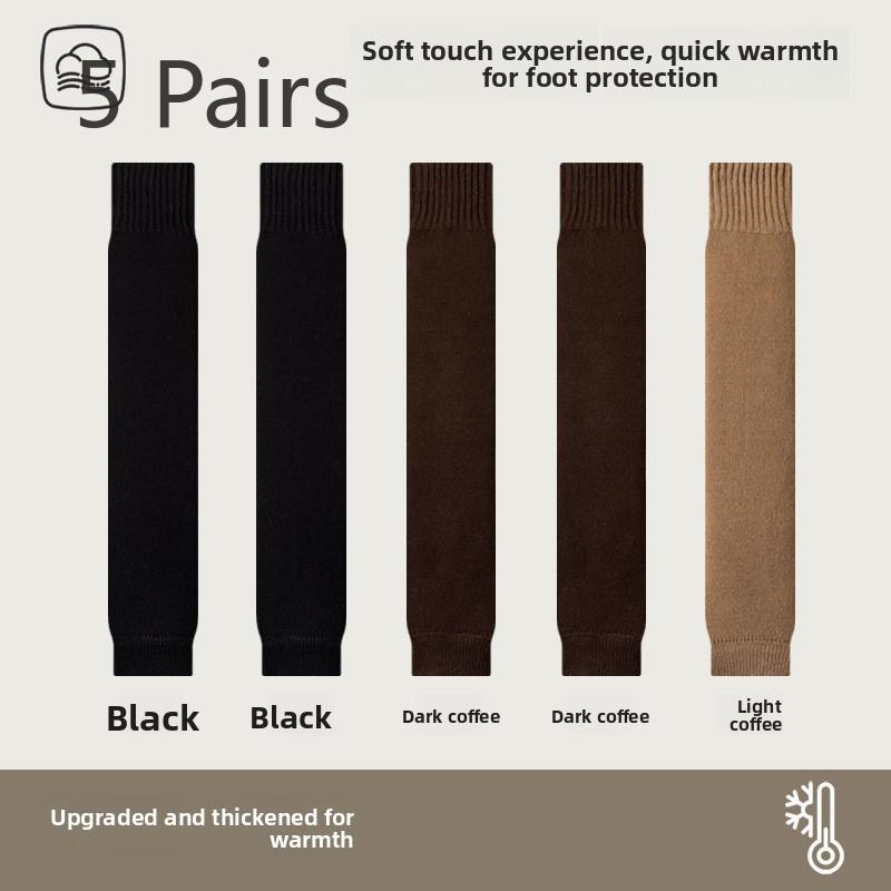 5 Pairs of  Female Autumn and Winter Warm Velvet Thickened Not Bloated Wool Knee Socks