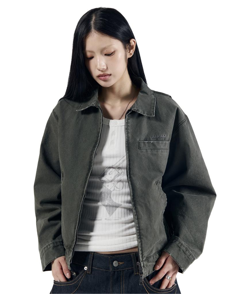 Aakam Walt Damaged Cotton Jacket (Khaki)