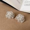S925 silver needle French delicate lace pleated empty flower stud earrings niche personality trend commuter earrings earrings