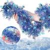 Christmas Tree Ornament Ribbon Snowflake Tinsel Garland, 200cm Light Blue Purple Foil Durable Pet Material Strip for Staircase Window, Holiday