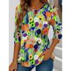 Summer Women's T Shirt Floral Graphic Plants Stylish Casual Long Sleeve T-shirts Round Neck Regular Tops Flower Printed Pullover