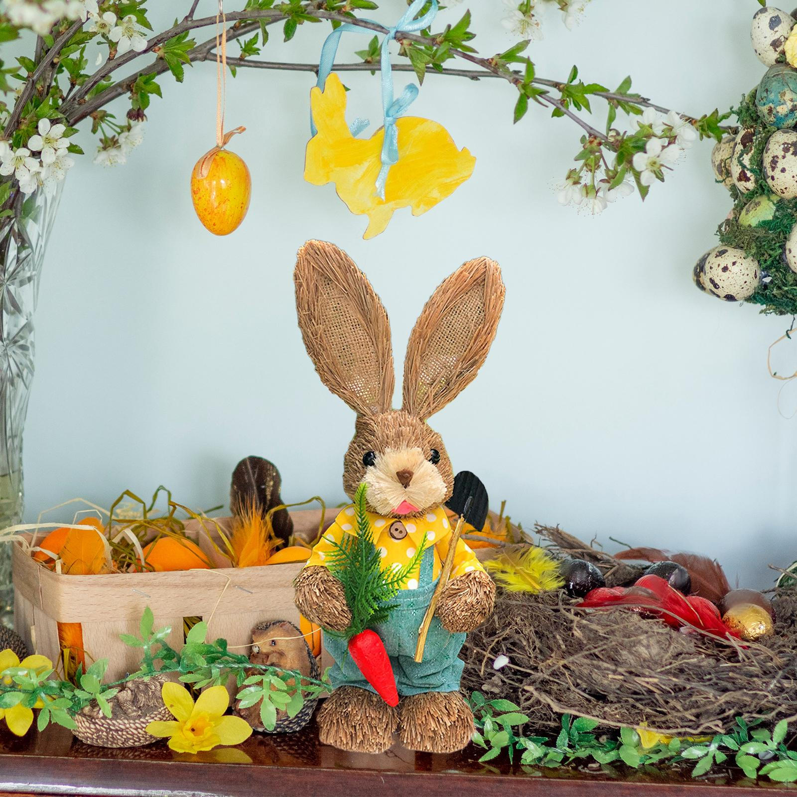

Easter Bunny Figurine Statue Decor Cute Garden Animal Sculpture for Bookshelf Patio Style B