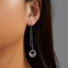 Round Tassel Zircon Long Ear Line Earring Hollow Circle Cubic Zirconia Earrings