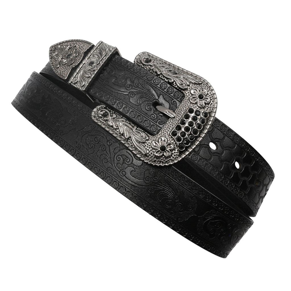 Belt First Layer Cowhide Handmade Wide Unisex Embossed Leather Jeans Casual Youth Trendy Pin Buckle Belt