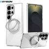 KEYSION N52 Magnetic 360° Ring Stand Case for MagSafe for Samsung Galaxy S25 Ultra 5G S25+ Matte Transparent Shockproof Phone Cover