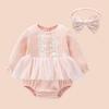 Baby Romper Spring and Autumn Style for Girls, Long-Sleeve Triangle Bodysuit, Newborn Full-Month Princess One-Piece Crawling Outfit, Autumn Wear