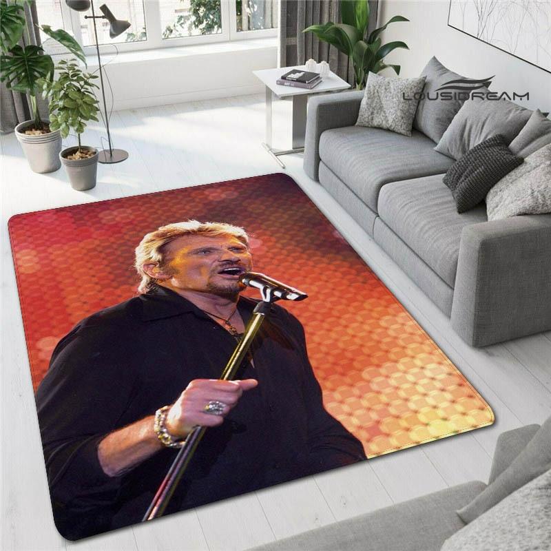 Französischer Rockstar Johnny Hallyday bedruckter Teppich, Spielzimmer, Wohnzimmer, Schlafzimmer, rutschfester Teppich, Fotografie-Requisiten, Geburtstagsgeschenk