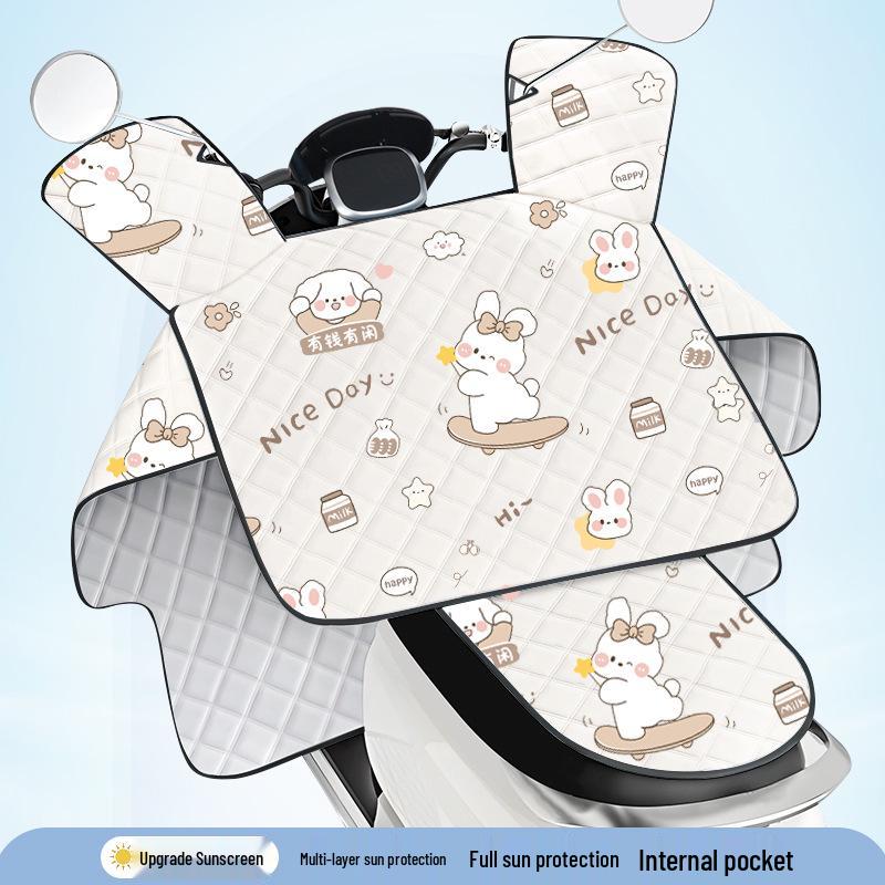 Summer Sunshade & Sun Protection EV Windshield & Handle Cover - Breathable, Oxford Cloth, Windproof for Electric Bicycles