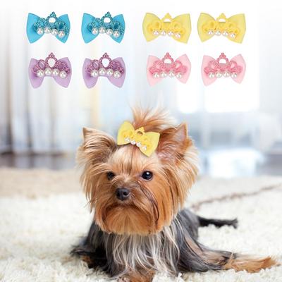 Pet Dog Hairpins Cute Colorful Flower Hair Claws For Girls Sweet Headband Yorkshire Hair Clips Hair Accessories Multiple Styles