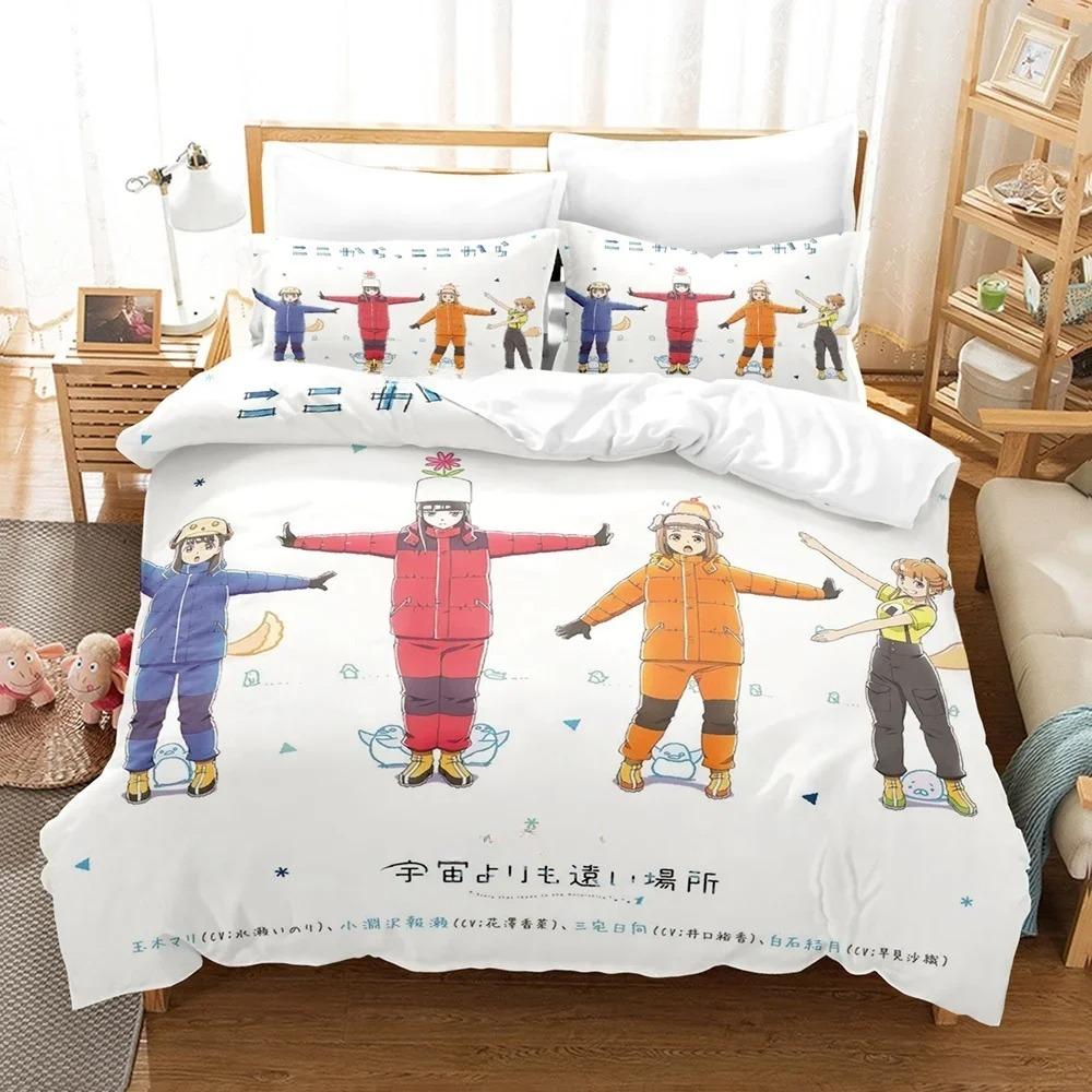 Anime A Place Further Than The Universe Bedding Set Single Twin Full Queen King Size Bed Set Adult Kid Bedroom Duvet cover Sets
