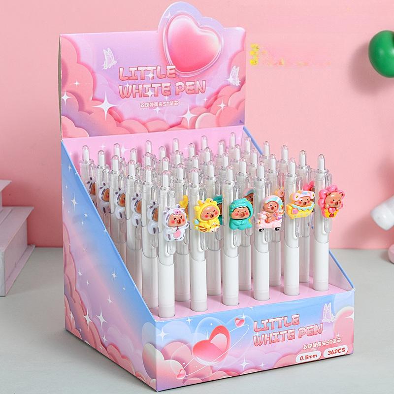 

36 Pcs Cute Capibala Transparent Press Pen for Office Work, Brushing Questions, Signing Writing, Diaries, Notes, Student Classroom Prizes, Friend Part Random style 36Pcs