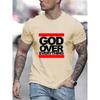 "God Over Everything" Graphic Print Men's Creative Top Casual Slightly Stretch Short Sleeve Crew Neck T-shirt Men's Tee  Outdoor