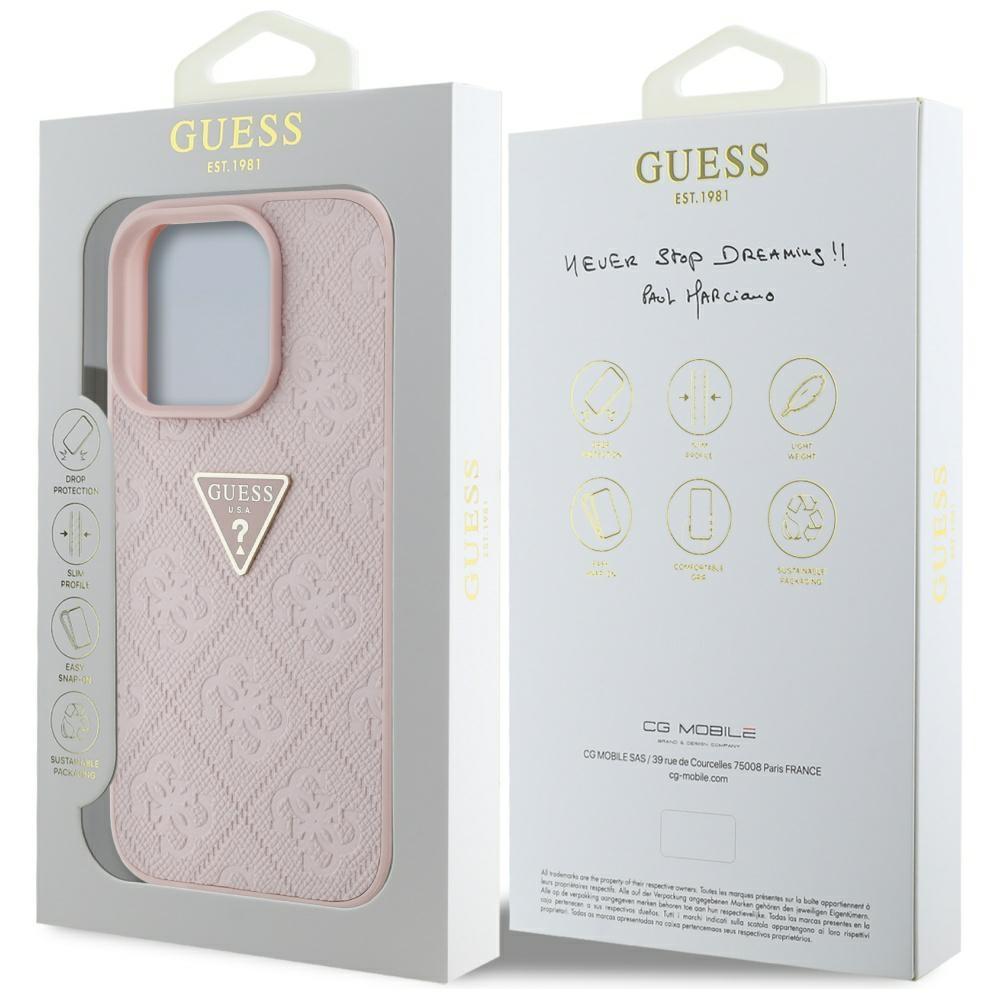 Etui Guess Hot Stamp 4G Pattern Triangle Metal Logo Do Iphone 16 Pro Max Różowy