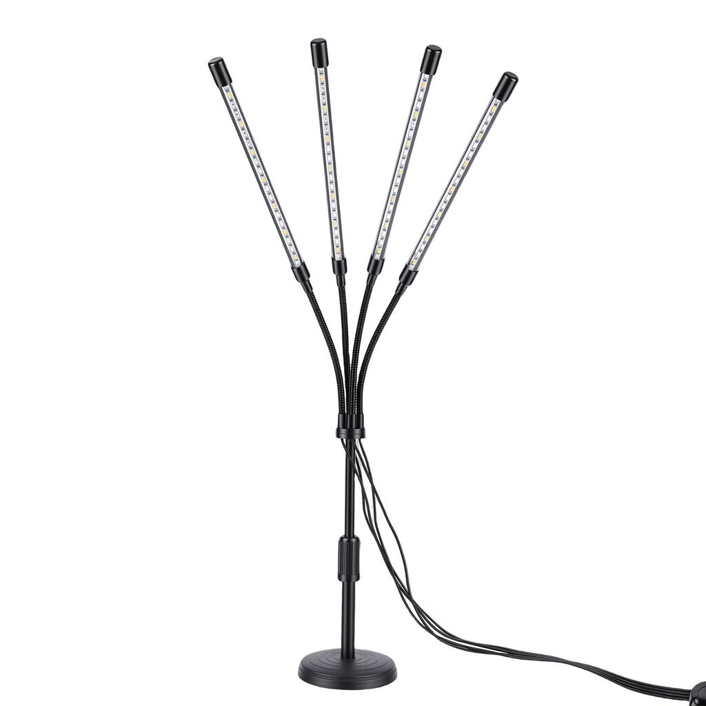 Pflanzenwachstumsleuchten 4 Köpfe Rot Blau Gelb Vollspektrum LED Pflanzenlampe Automatisches Ein/Aus mit Flexiblem Schwanenhals für Zimmerpflanzen