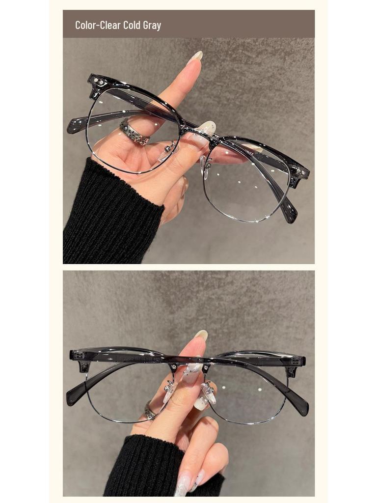 Retro Ultralight Semi-Rimless Glasses with Prescription Lenses - Fashionable & Versatile Frames for Casual or Business Wear