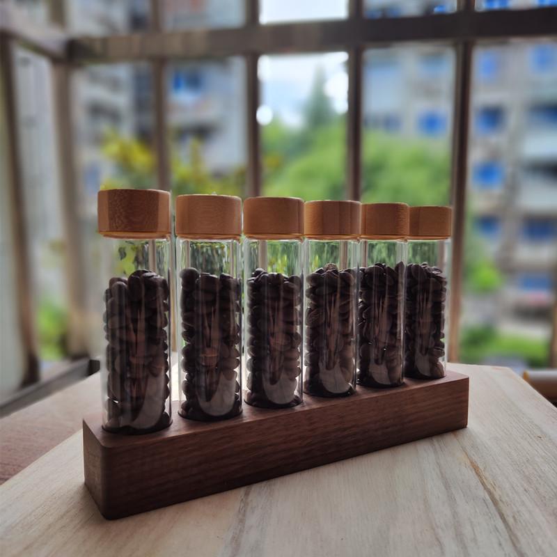 

Контейнер для хранения кофейных зерен, стеклянные банки с 6 отверстиями, погреб для одной дозы кофейных зерен, трубка с деревянным держателем, подставка, кофейные инструменты Base with 22g