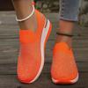 Orange Rhinestone Casual Sneakers Breathable Wedge Women Lightweight Shoes Slip On 2026 New Comfortable Spring Mesh Sports Shoes