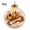 Xmas Fireplace Hanging Ornaments Glowing Christmas Story Ornament, Light-Up 3D Ball with Warm LED, Mini Garden Holiday Scene Clear Decoration