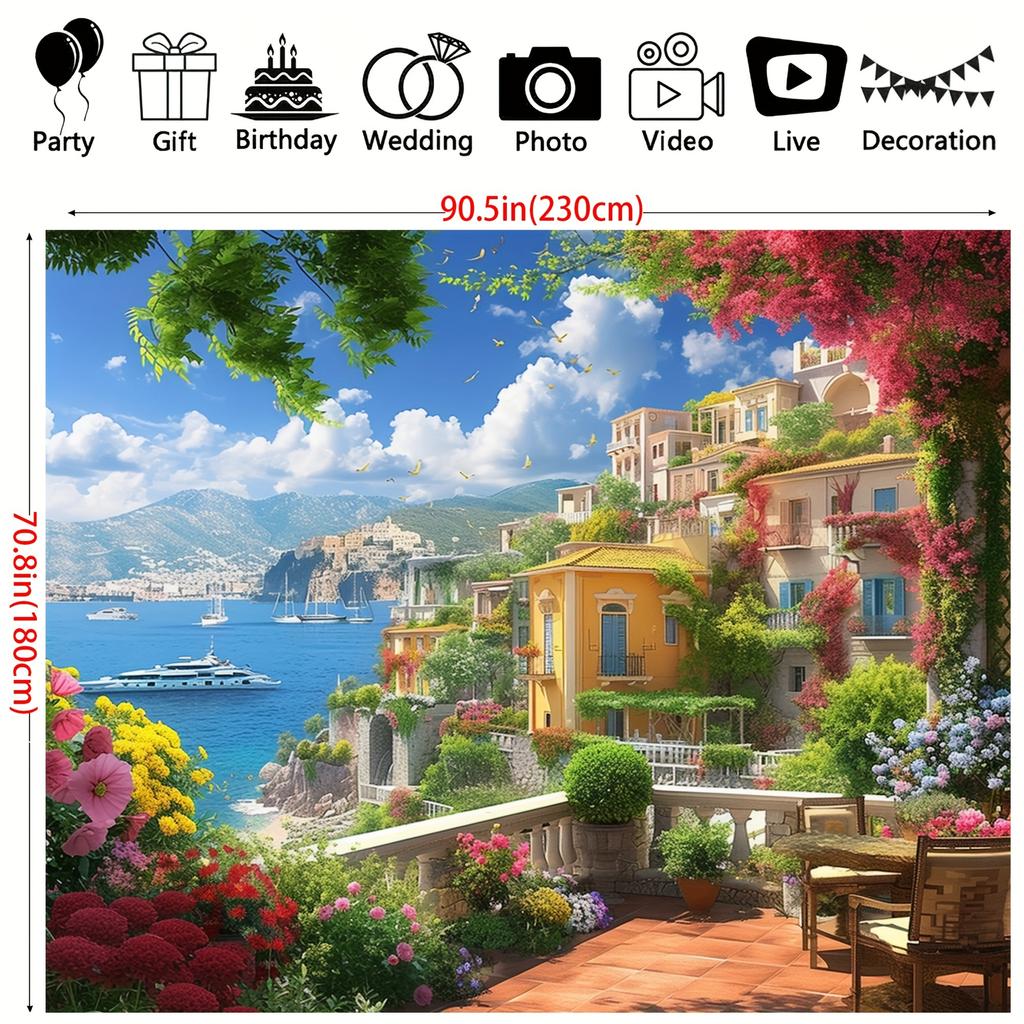 Greek and Roman art and architecture, charming harbor scenery, party decorations, home wall decorations