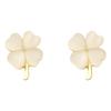 S925 Silver Needle Opal Four-Leaf Clover Earrings Summer Small Fresh Earrings Trendy Niche High-End Stud Earrings Women
