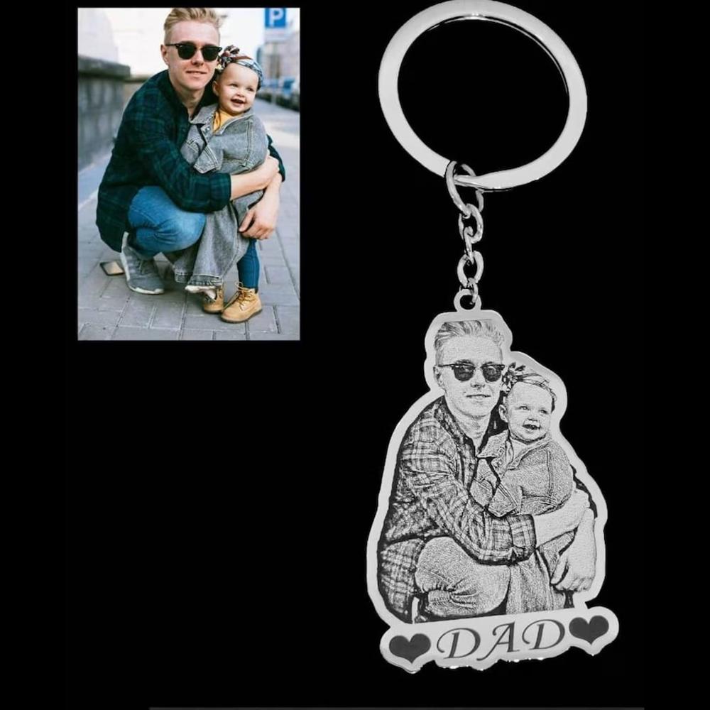 Personalized photo necklace, keychain, gold photo carved necklace, personalized picture pendant, personalized gifts Gold Color