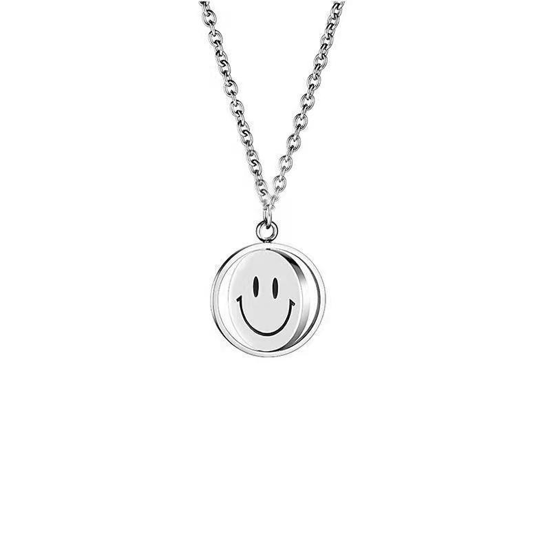 Trendy Rotating Smiley Face Pendant Necklace for Men & Women - Mood Expression Hip Hop Sweater Chain
