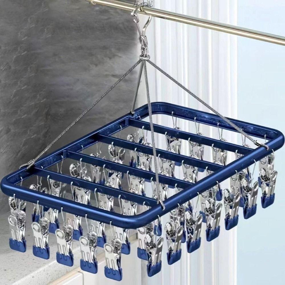 Aluminum Zinc Zinc Alloy Multi-Clip Drying Rack Windproof Towel Socks Hanger Clothes Drying Rack  Skirt