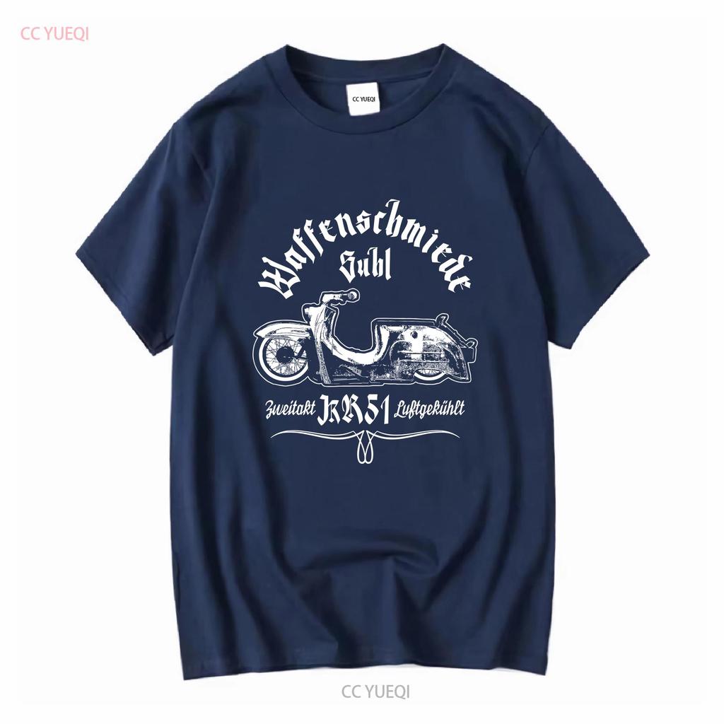 Büchsenmacher Suhl Schwalbe T-Shirt Braun KR51 Roller Moped Lustig Simson Star lang- oder kurzärmelig Vintage Gewaschene Mode Homme
