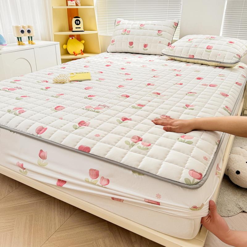 Thick Mattress Cover Cartoon Style Bedspread Quilted Bed Cover for Home Adults Kids Bed Linen fundas de colchón (No Pillowcase)