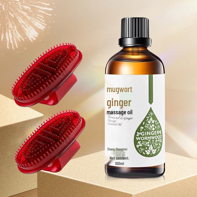 Zázvor Pelyněk Masážní olej na celé tělo a obličej s tepelnou terapií pro meridiány, Gua Sha a úlevu ramen/krku.