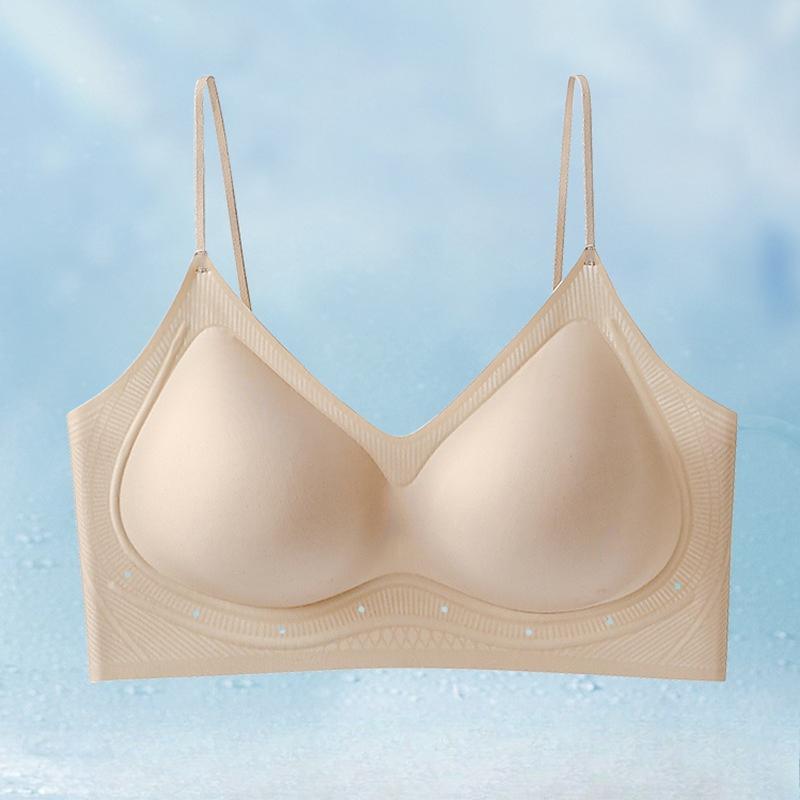 Women's Summer Thin New Style No Trace of Thin Shoulder Belt Beauty Back Small Chest Gathered Underwear