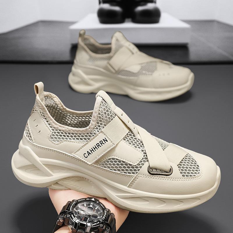 

Hollow casual light shoes mesh men s shoes summer breathable mesh shoes men s outdoor wear-resistant sports sand 44 бежевый