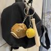Baseball Keyring with Wood Bat and PU Leather Glove Charm Unique Bag Pendant Handbag Charm Handmade Sports Accessory