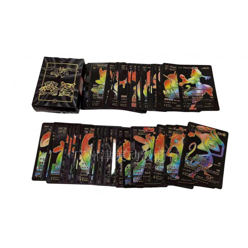 Pokemon Cards 55 Pcs Gold Foil Rainbow Card Set Pikachu Trading Cards English Spanish French German